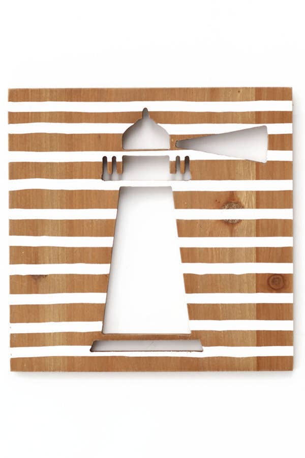 WALL PLQ LIGHTHOUSE NAT/WHT