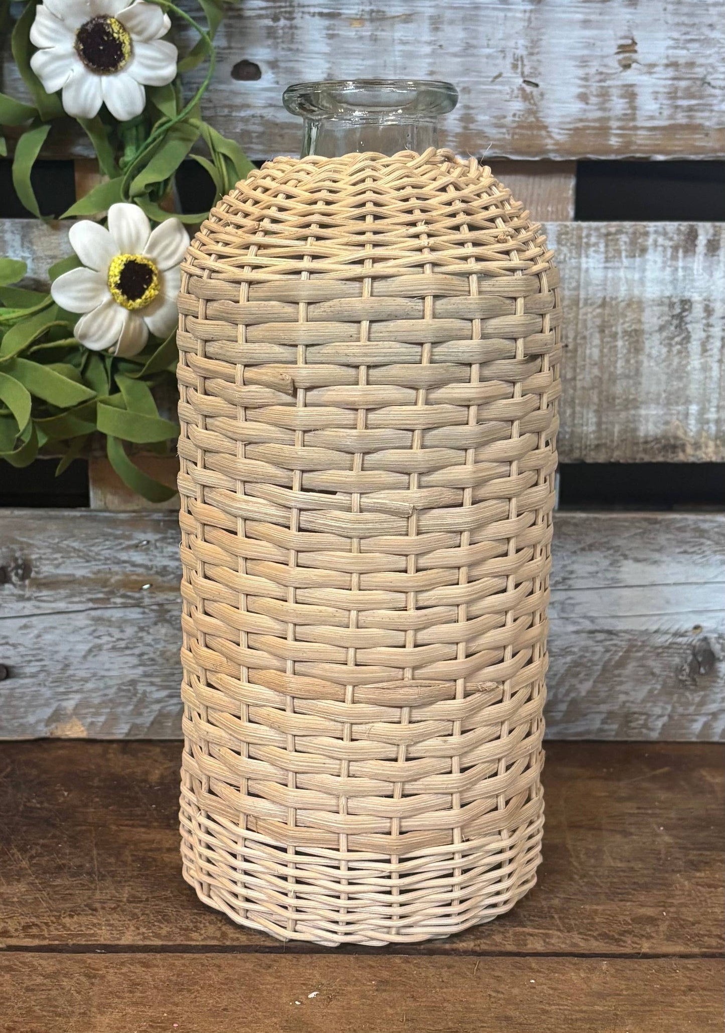 Rattan Covered Vase-Large
