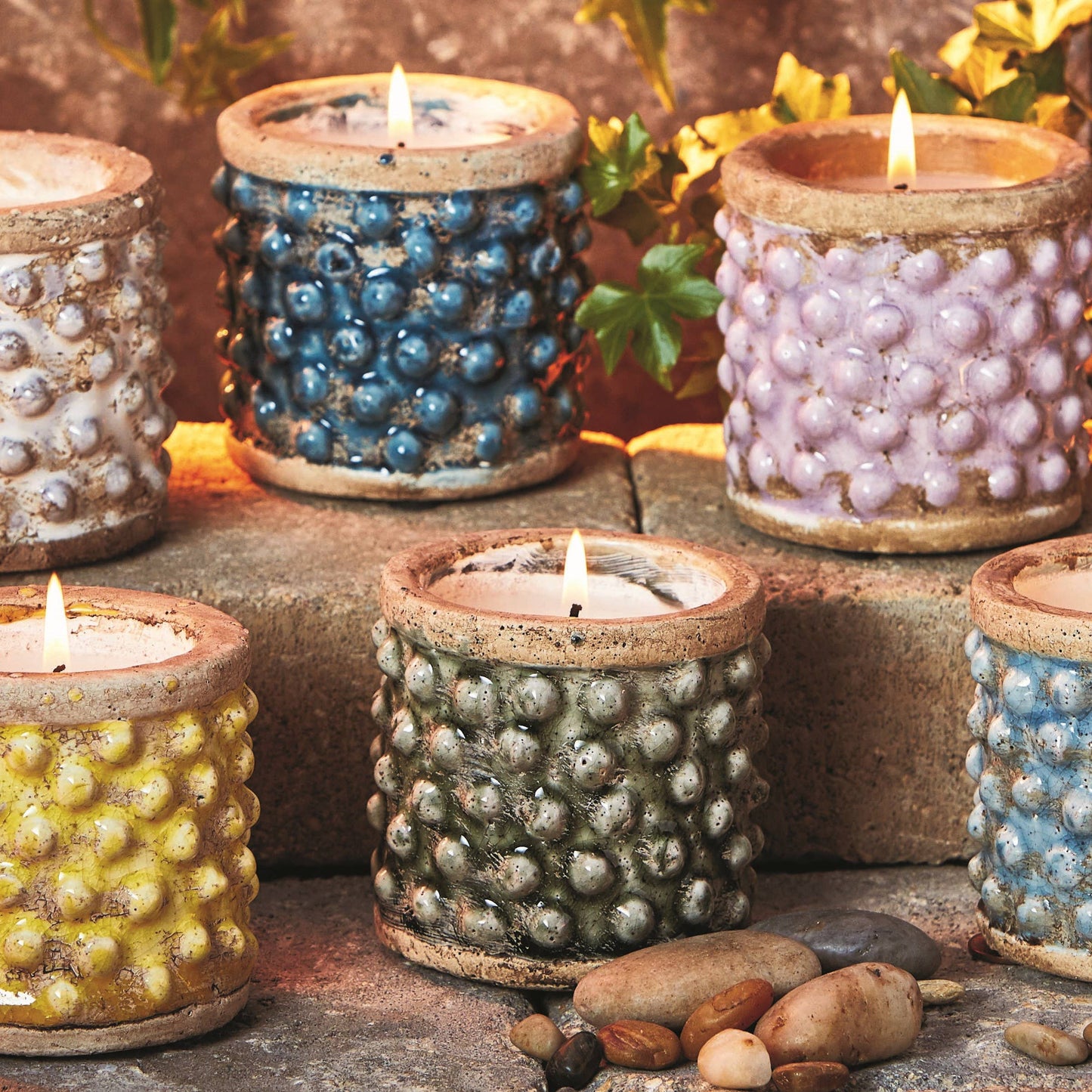 Hobnail Citronella Candle Lavender Terracotta