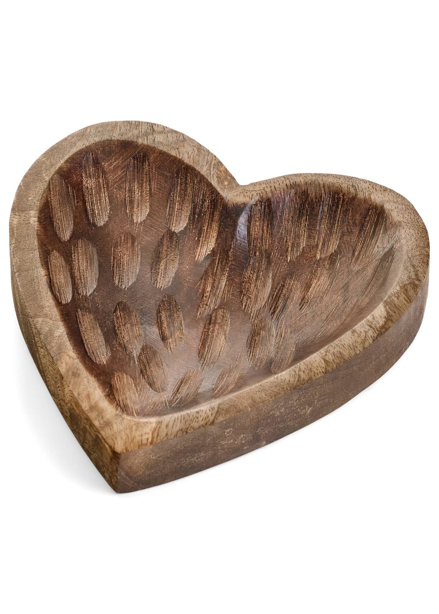 DECO HEART TRAY MANGO WOOD NAT/BROWN 6.5X6.5