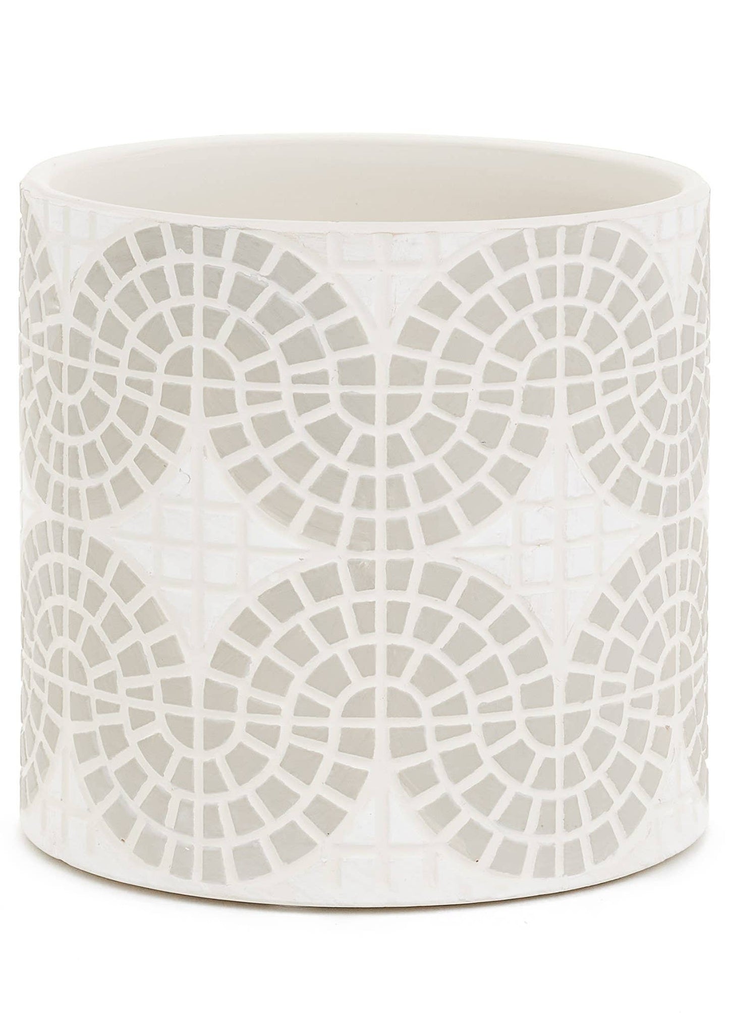 PLANTER LG CEM MOSAIC WHT-TP