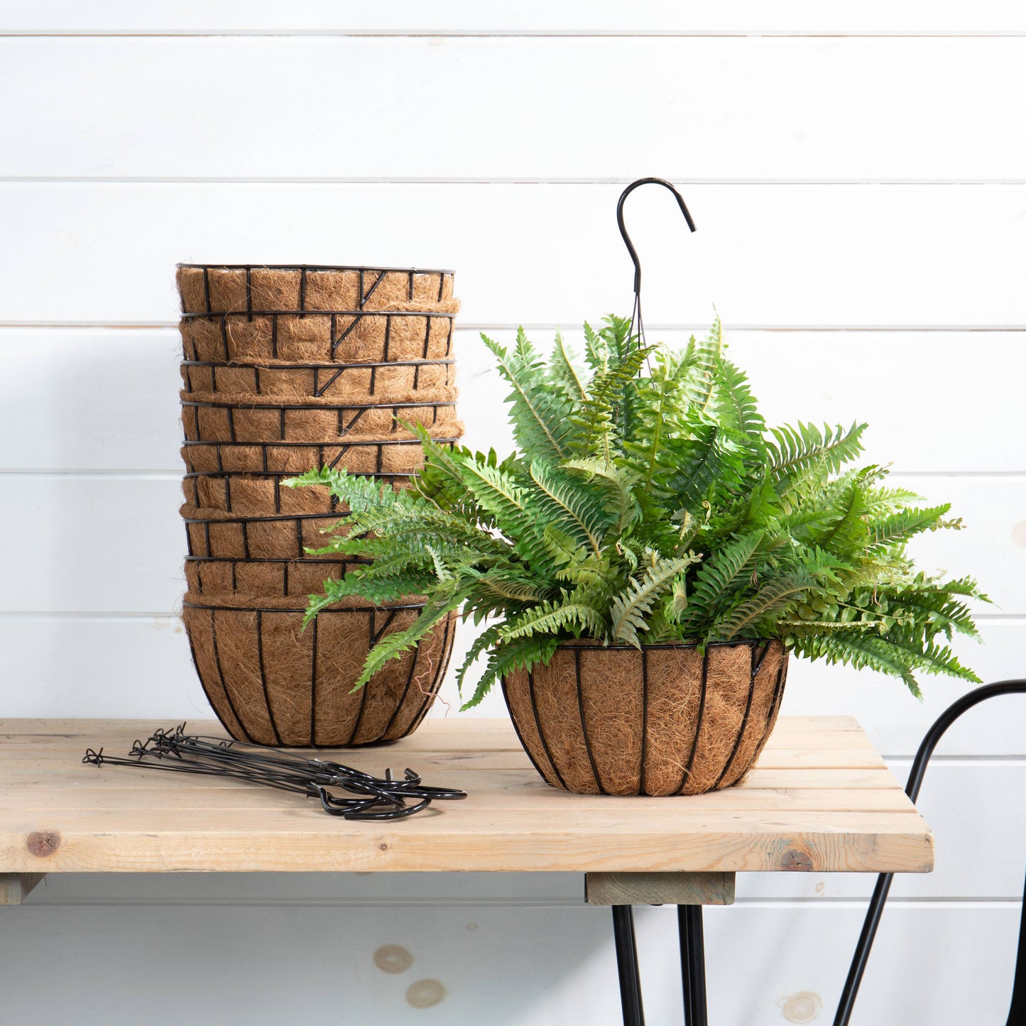 Round Wire Hanging Planter w/Liner