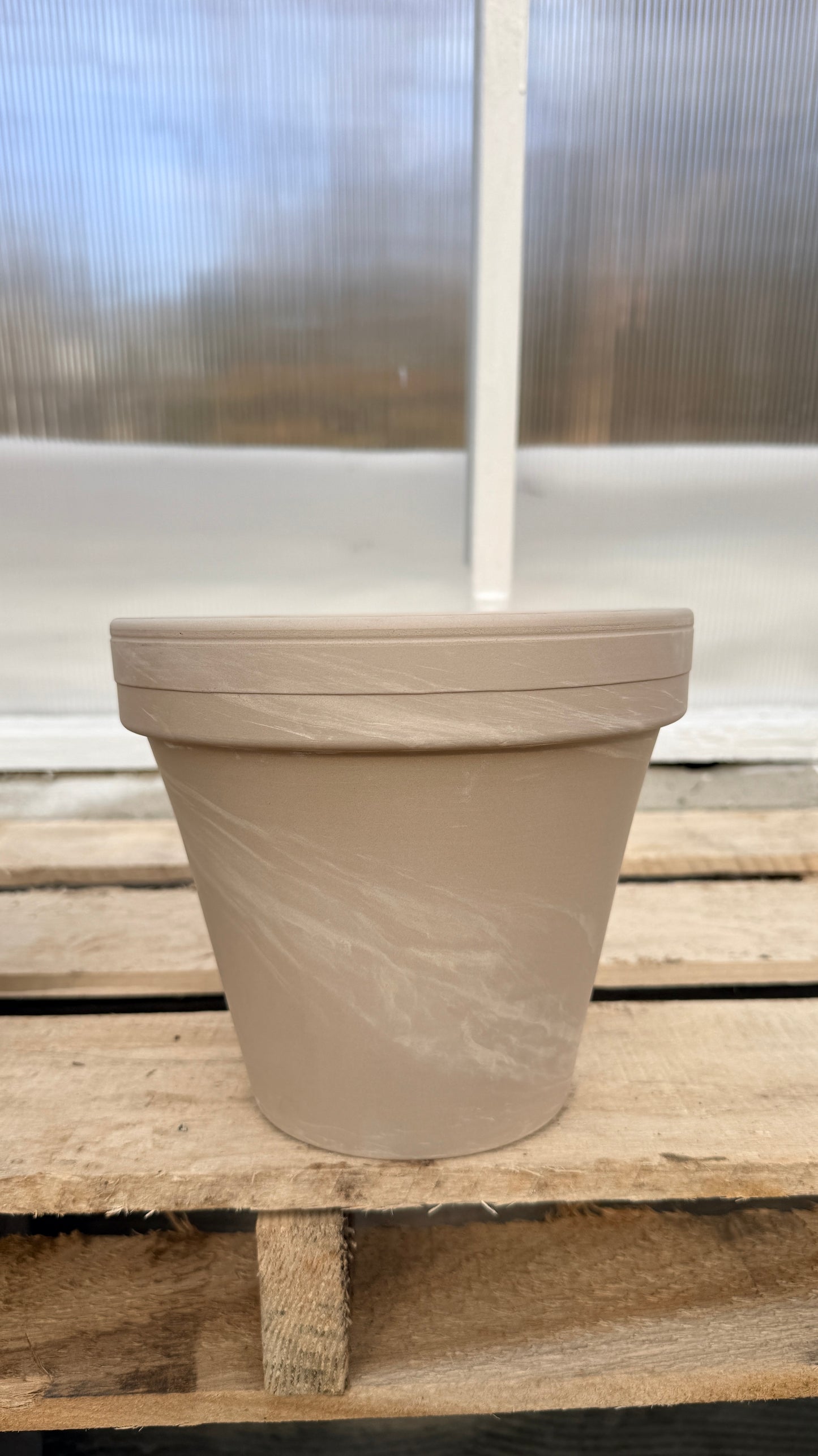 8” Marble Planter W/ Saucer