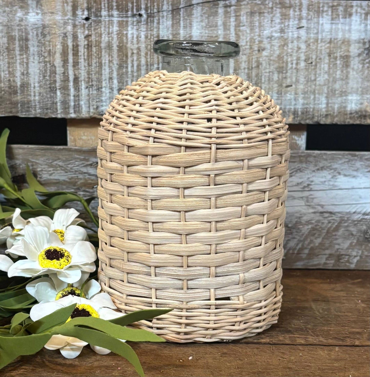 Rattan Covered Vase-Small