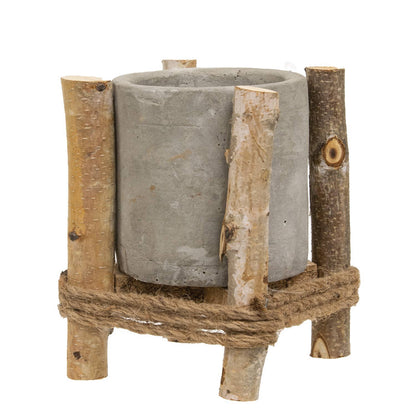 Small Cement Planter in Wooden Frame