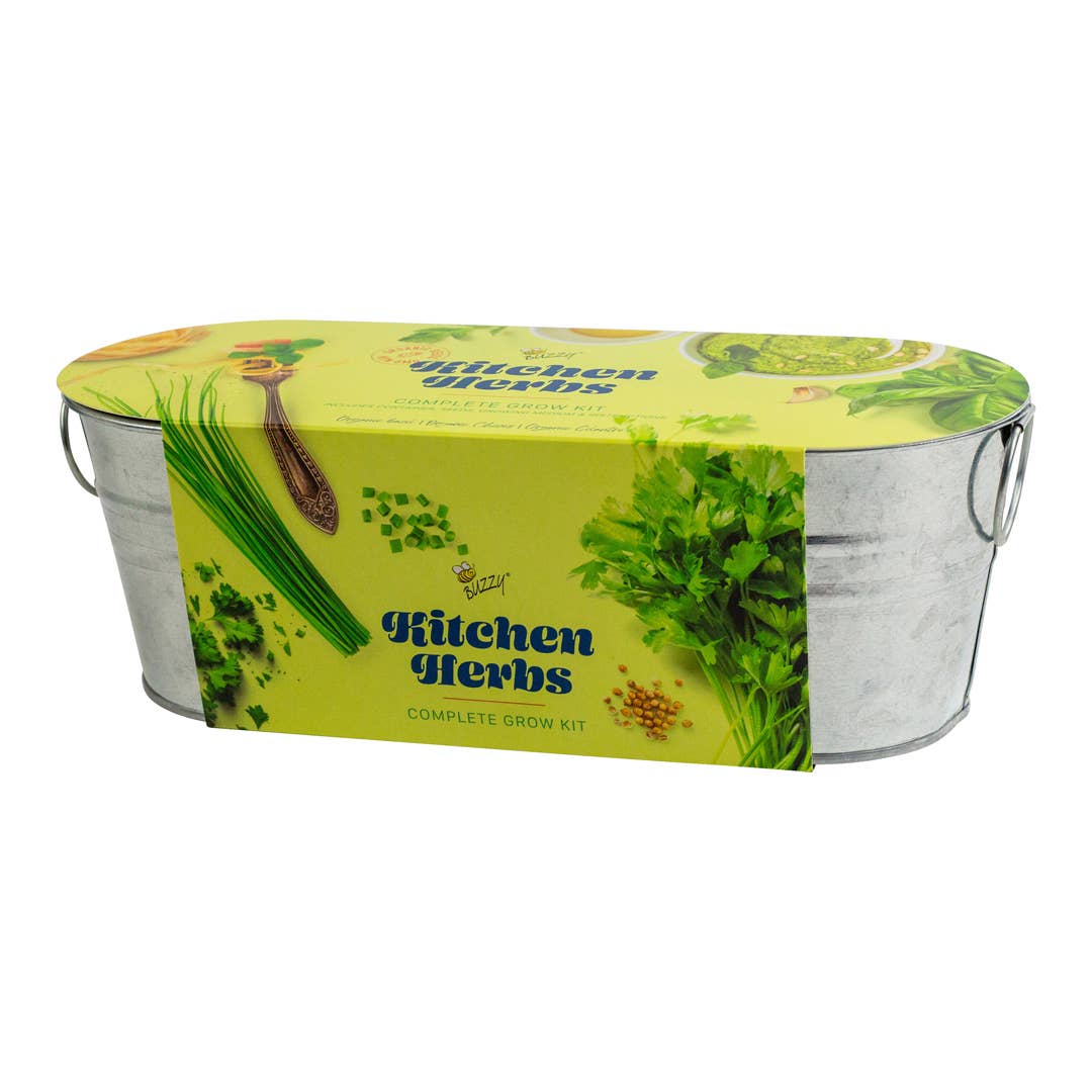 Galvanized Windowsill Kitchen Herb Grow Kit – Indoor Gift