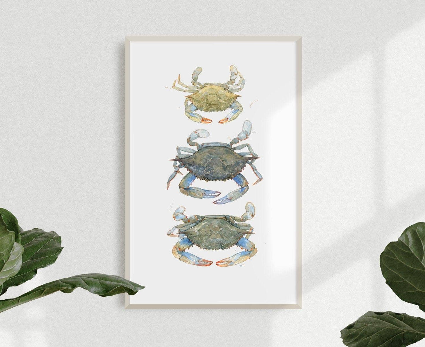 Blue Crabs Watercolor Painting Print