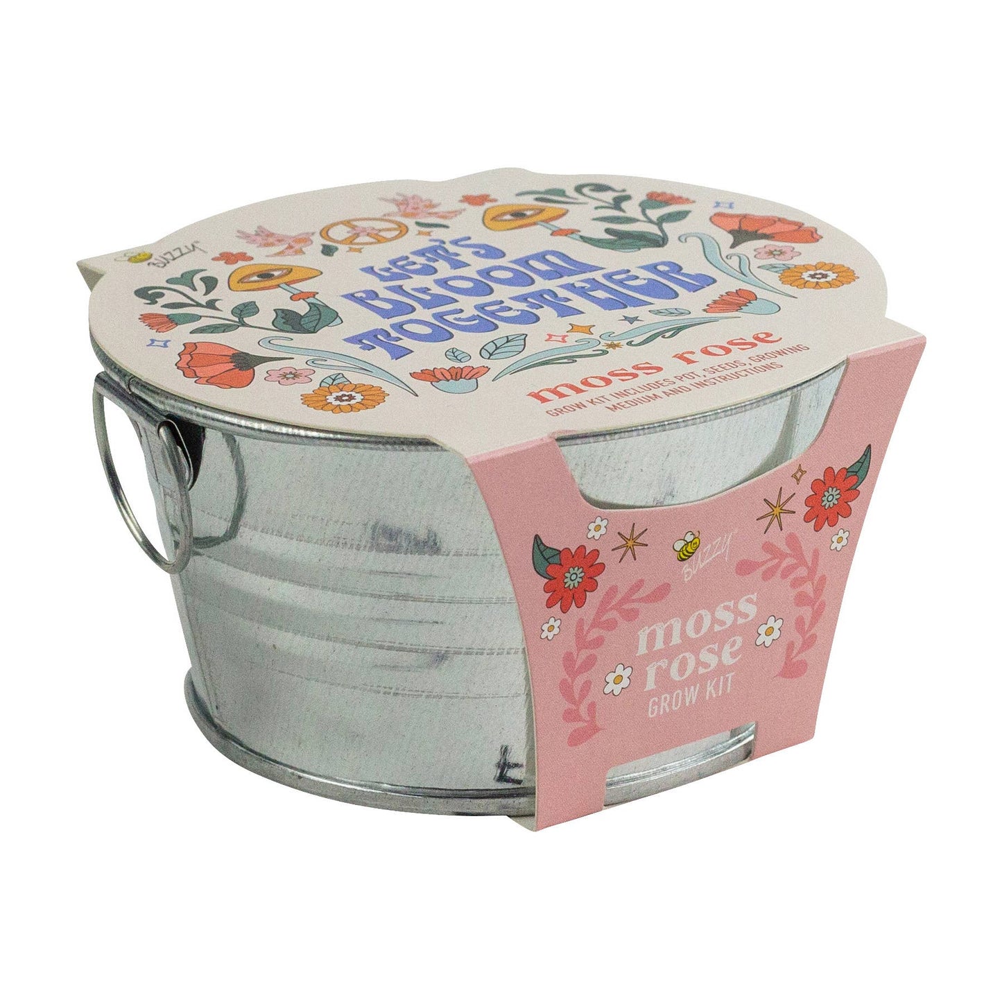 Mini Galvanized Basin Moss Rose Grow Kit – Indoor Gift