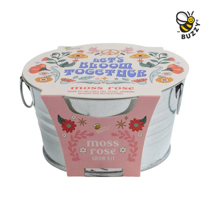 Mini Galvanized Basin Moss Rose Grow Kit – Indoor Gift