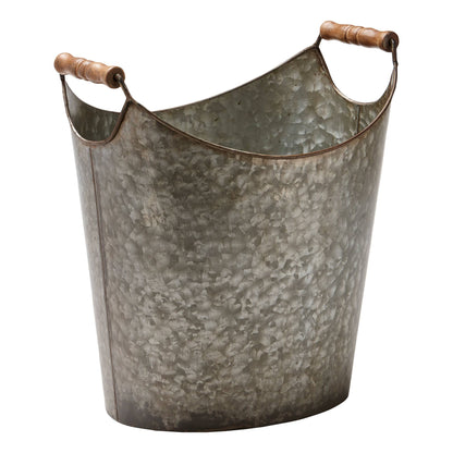 Flower Market Bucket W/Handle Galvanized Metal Fall