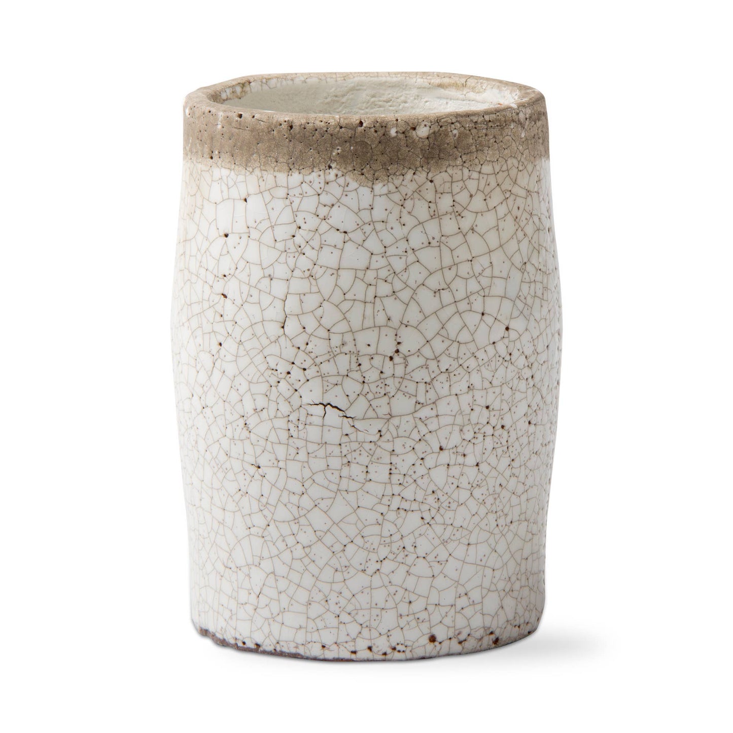Crackle Glazed Rustic Vase Med White Terracotta