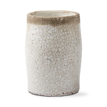 Crackle Glazed Rustic Vase Med White Terracotta