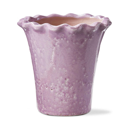 Ruffle Rim Planter Large Lavender Terracotta Spring