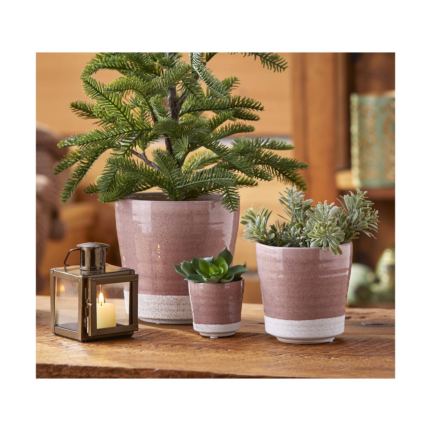 Two Tone Planter Large Blush Stoneware