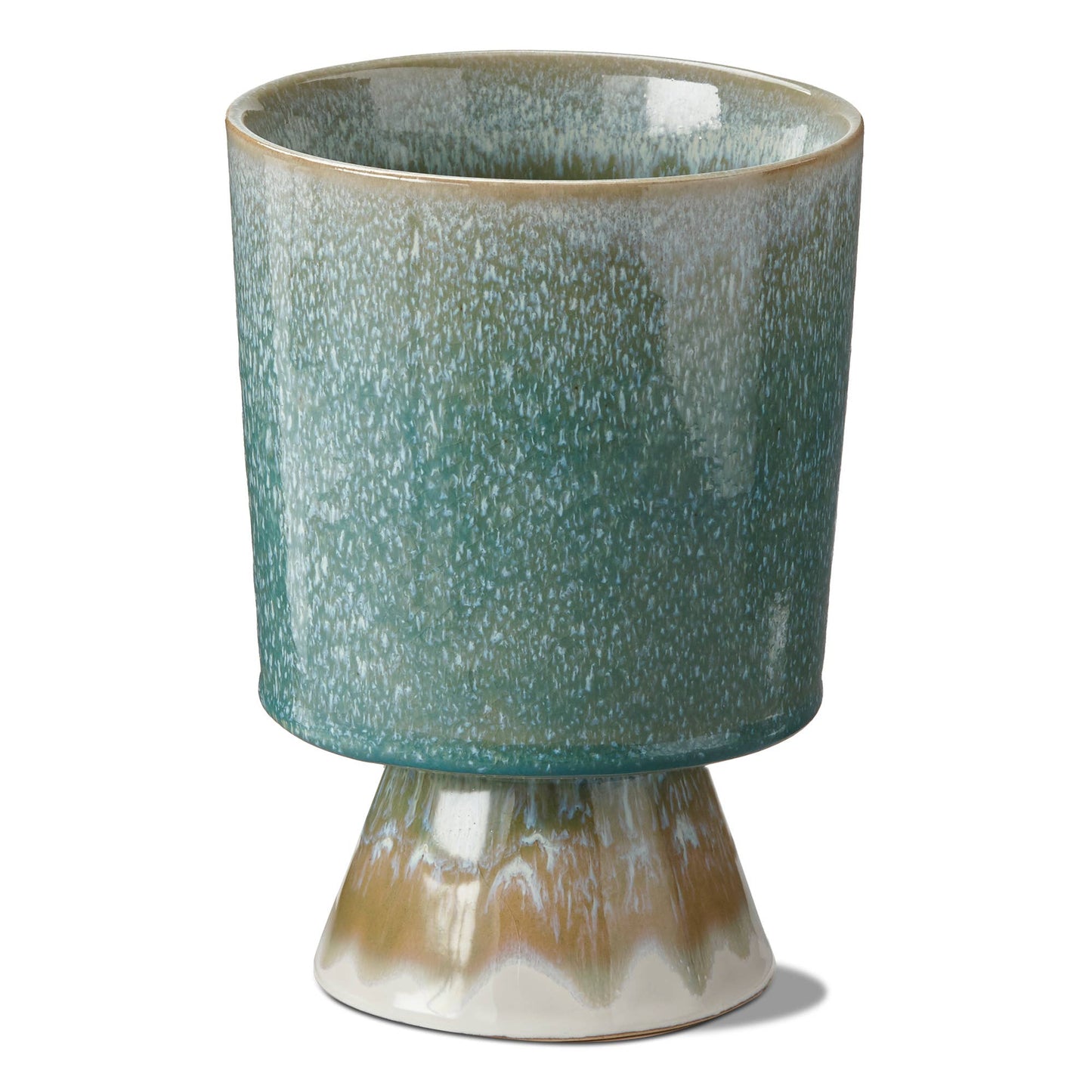 Pedestal Planter Small Green Multi Stoneware Summer