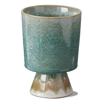 Pedestal Planter Small Green Multi Stoneware Summer