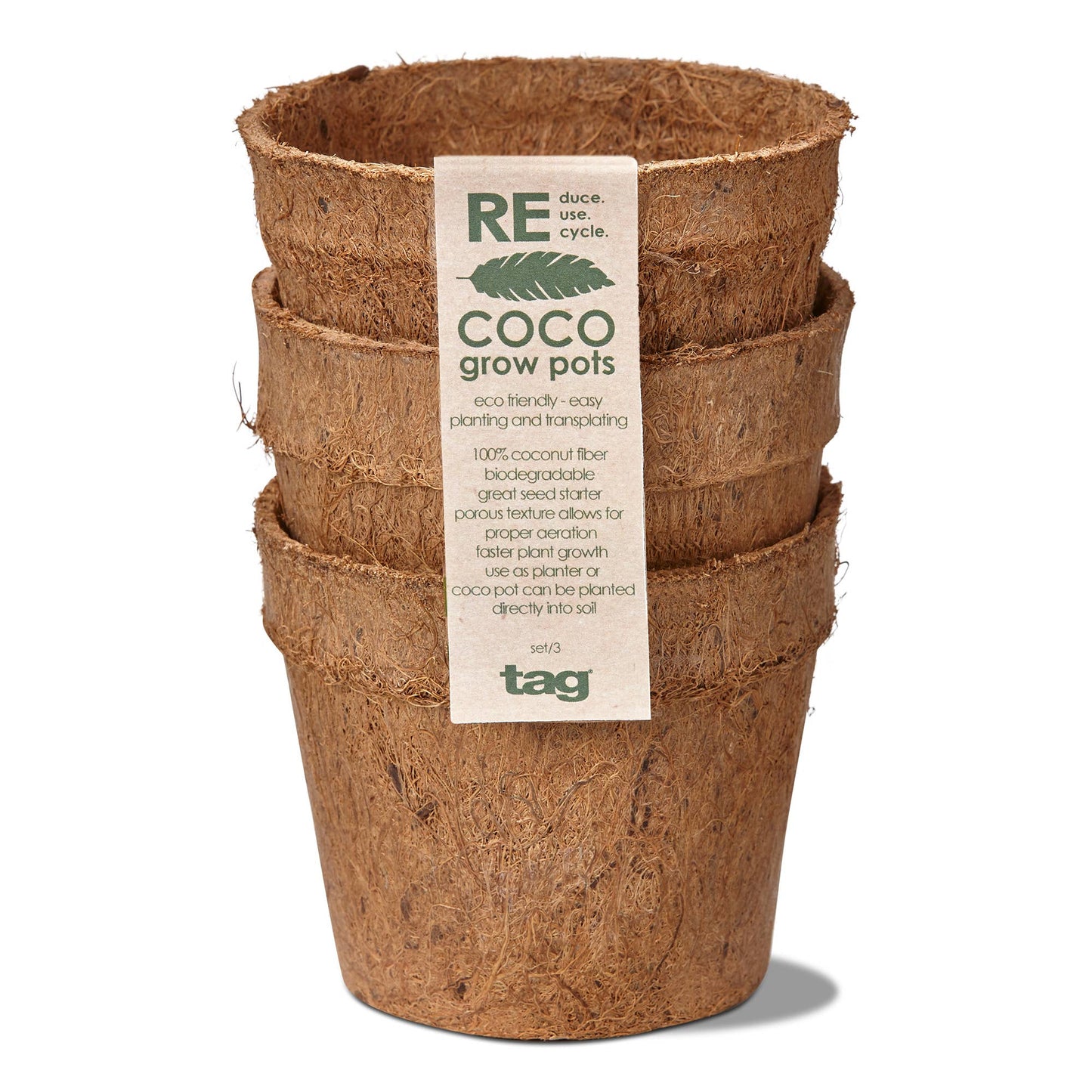 Eco Coco Seed Start Pot Small Set of 3 Natural Coconut Fiber