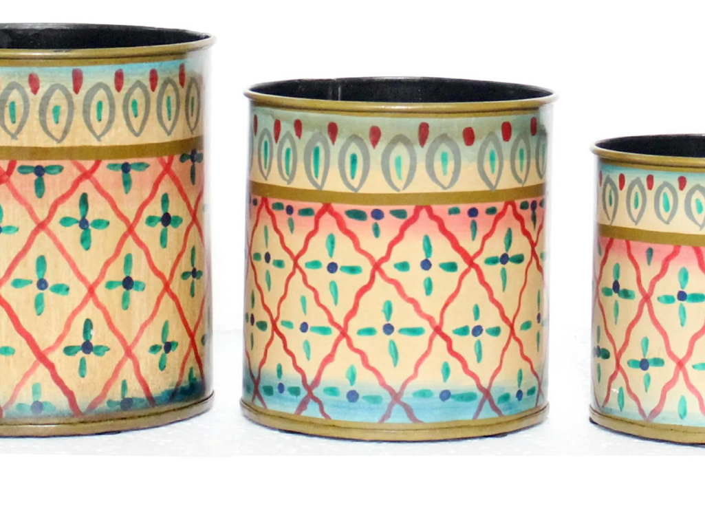 Colorful Painted Iron Planter