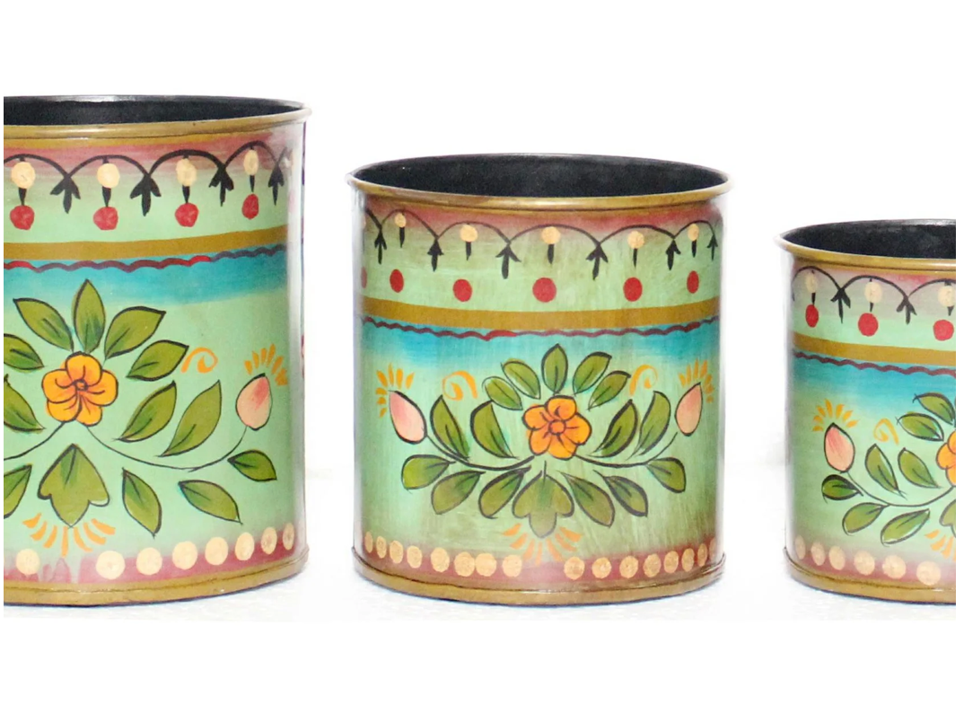 Colorful Painted Iron Planter