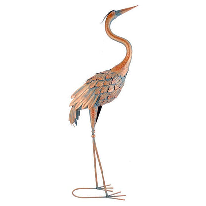 Metal Copper Verde Heron Crane Bird Statue - 2 assorted