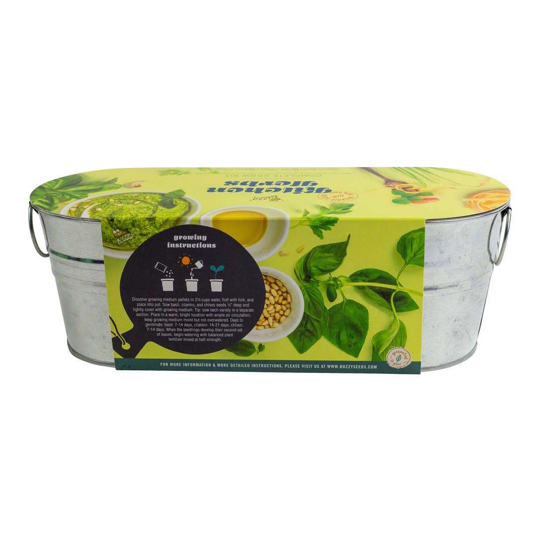 Galvanized Windowsill Kitchen Herb Grow Kit – Indoor Gift