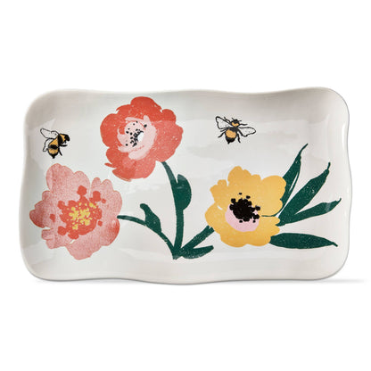 Bee Blossom Rectangle Platter Multi Earthenware Summer