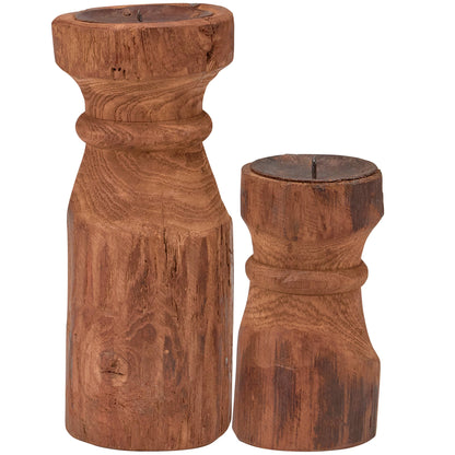 Primitive Wood Candle Holder Set