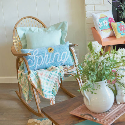 Easter Bunny Trail Plaid Throw Blanket