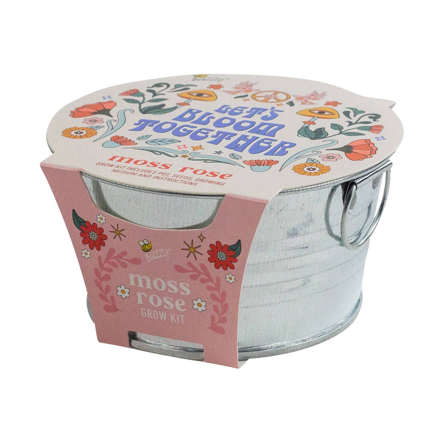 Mini Galvanized Basin Moss Rose Grow Kit – Indoor Gift
